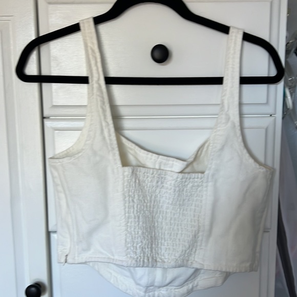 NWT Anthropologie Pilcro Sleeveless Oxford Corset Tank Top Ivory/White - Picture 4 of 6